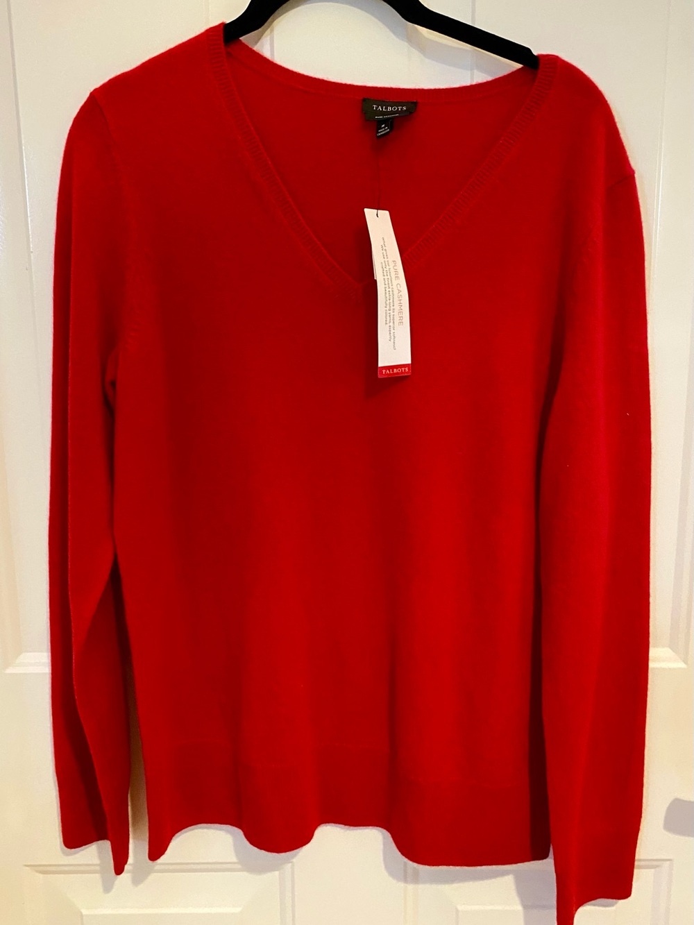 Talbots 100% Cashmere Red V-Neck Sweater – Medium – New With Tags